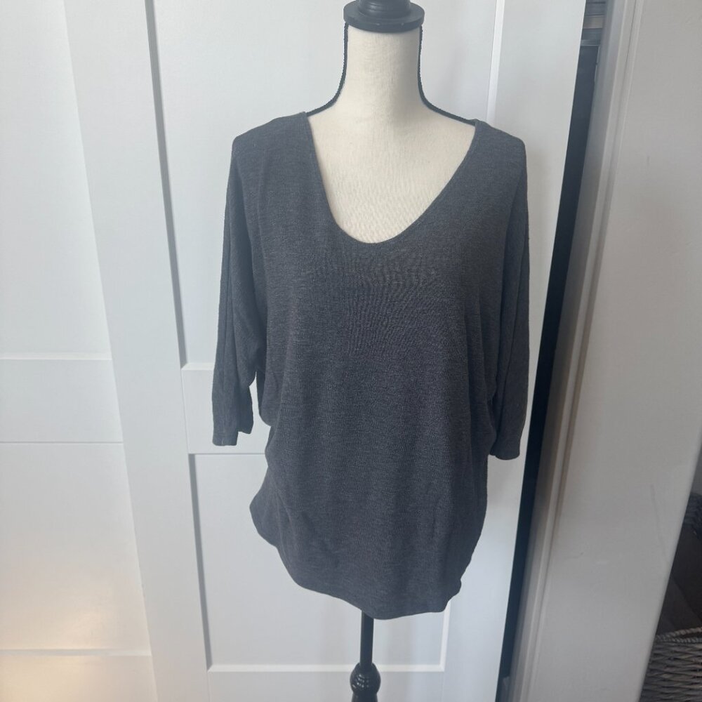 Laila Jayde Charcoal Scoop Neck Lightweight Sweater